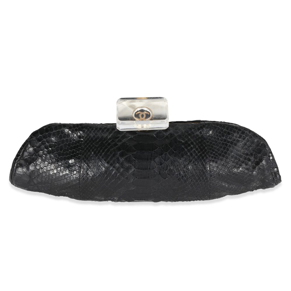 Chanel Black Python Perfume Bottle Top Clutch - image 1